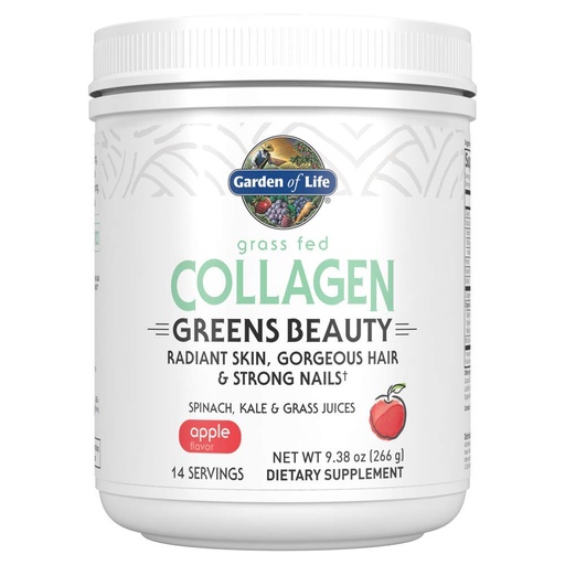 [BRSWYY32BB5W23D7] Garden of Life Grass Fed Collagen Greens Beauty Powder - Apple, 14 Servings, Powder for Women Skin Hair Nails Joints, Collagen Peptides Powder + Protein + Greens Supplement