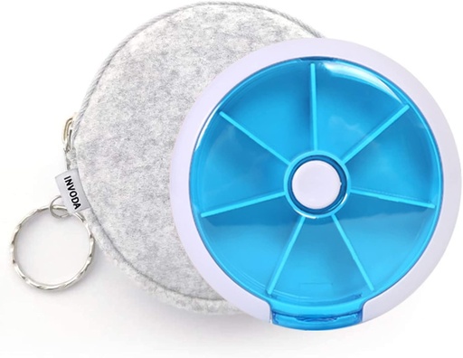 [BRSRMZYHOUCGKDYY] Pill organizētājs Travel Pill futrālis Purse Portable Medicine futrālis Mazas nedēļas Pill Box Vitamīniem / Zivju eļļa / Pill/Plēves (Blue+Bag)