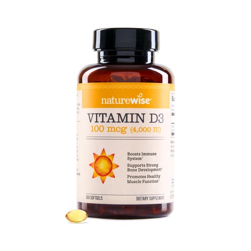 [BRSWGAYLDMMQA23L] NatureWise Vitamin D3 4000iu (100 mcg) 1-Year Supply for Immune Support, Healthy Muscle Function, and Bone Health - Non-GMO, Gluten-Free in Organic Extra Virgin Olive Oil, (Mini Softgel), 360 Count