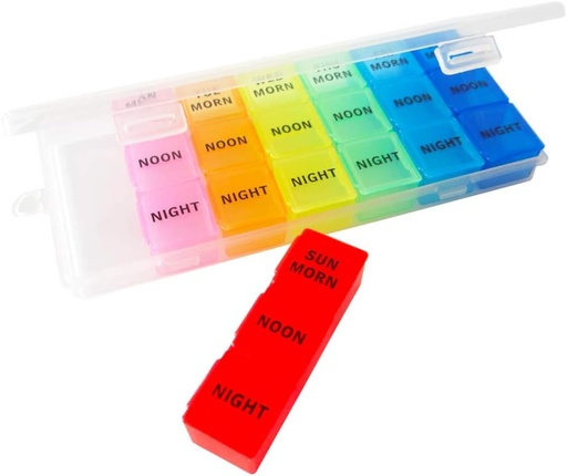 [BRSRA2Y2C4MQ2YLH] Weekly Pill Organizer, 3 Times a Day, 7-Day Pill Box, Portable Travel Prescription Pill Case Dispenser, Vitamin Fish Oil Compartments Container, Daily Calcium DHA Supplement Holder Reminder