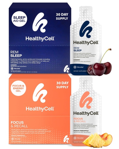 [BRSW2GLRDEIWKGTU] Healthycell REM Sleep Aid Supplement + Focus & Recall Brain Supplement for Memory & Focus Bundle