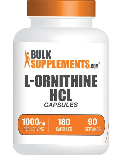 [BRSRMAALCMJQMHIZ] BulkSupplements.com L-Ornithine HCl Capsules - L-Ornithine Hydrochloride, L-Ornithine 1000mg - Amino Acids Supplement, Gluten Free, 2 Capsules per Serving, 180 Count (Pack of 1)