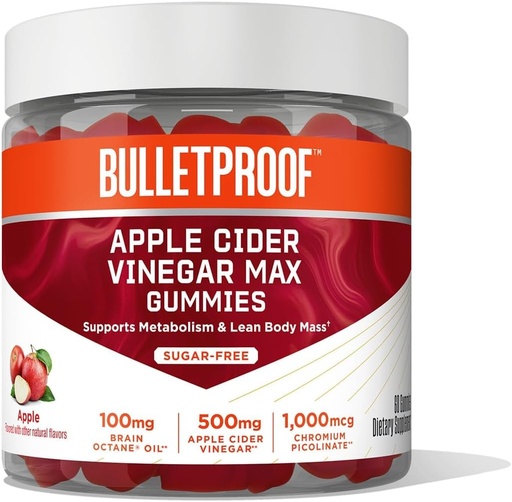 [BRSW2AI7CJYWKA35] Bulletproof Apple Cider Vinegar Max Sugar-Free Gummies, 60 개, 크레이빙을위한 Keto Supplement, Metabolism 지원