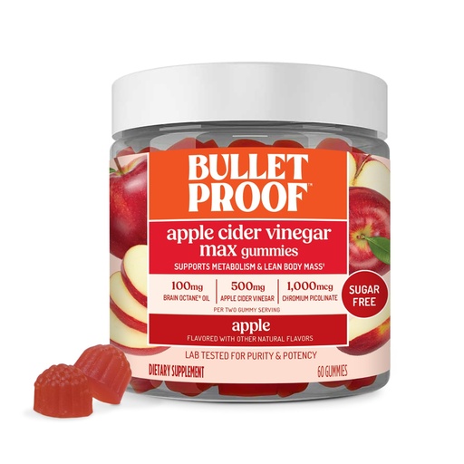 [BRSW2AI7CJYWKA35] Bulletproof Apple Cider Vinegar Max Sugar-Free Gummies, 60 Count, Keto Supplement for Cravings, Supports Metabolism