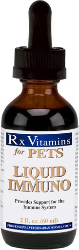 [BRSWIZD4CMPWECDK] Rx Vitamíny Liquid Immuno Dog & Cat Immune Support - Reishi Mushroom Plus L-lyzín pre mačky - Pes Imunity Booster Supplement - Bacon Flavor - 2 oz.
