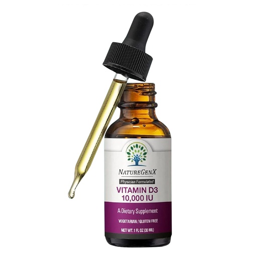 [BRSWGZANBFYQECD3] NatureGenX Vitamin D3 Liquid Drops – Immune Support & Bone Strength for Adults – Vegan, Non-GMO, Gluten-Free – 30ml (1-Month Supply)