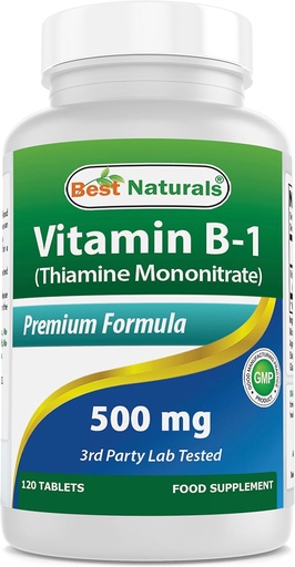 [BRSW2YY7AEFGAET2] Best Naturals Vitamine B1 als Thiamine Mononitraat 500 mg 120 tabletten (120 telling (verpakking 1))