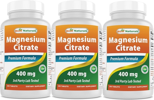 [BRSRMGAOBZYQ4GQ4] Best Naturals Magnesium Citrate (Citrato de Magnesio) 400mg 250 Tablets (400 mg of Elemental Magnesium per 2 Tablets) (3)
