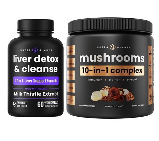[BRSRAEARCV7QMGTG] Liver Detox & Mushroom Powder - Cognition, Detox & Immunity Bundle