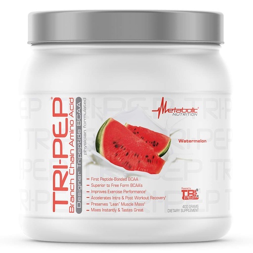 [BRSWEBLQAV5RQGTG] Metabolic Nutrition | TRIPEP - Tri-Peptide Branch Chain Amino Acid, BCAA Powder, Pre Intra Post Workout Supplement | Watermelon, 400 Grams (40 Servings)