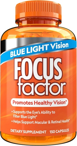 [BRSROCY5O4IBAG3K] Focus Factor Blue Light Formula (150 Count) - Eye Vitamins with Blue Light Filtration Support - Lutein és Zeaxantin kiegészítés C-vitaminnal, E-vitaminnal, Lutemax 2020 ® - Promote Eye Health