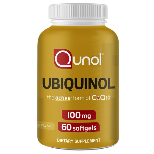 [BRSROGQ5AAGRECD5] Qunol Ubiquinol CoQ10 100mg Softgels, Ubiquinol - Active Form of Coenzyme Q10, Antioxidant for Heart Health, Healthy Blood Pressure Levels, Beneficial to Statin Users, 60 Count