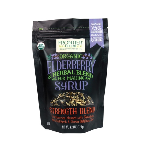 [BRSWYGIPCIHA4ADP] Fronteira Co-op Organic Elderberry, 4.23 Ounce Bag | Dried Elderberries para preparar Syrup | Kosher | Perfect for Tea and Herbal Blends