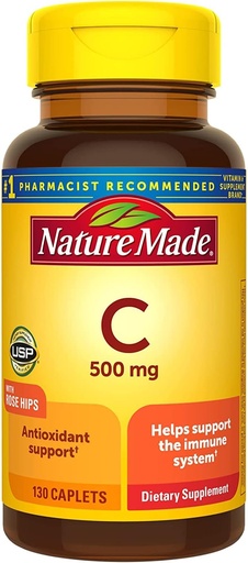 [BRSWIZQIBJ7BGF3O] Nature Made Vitamin C 500 Mg Caplets with Rose HIPS, 130 Tablets (Pack of 3)