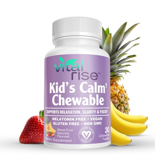 [BRSROCY5OEGQKET6] Kids Magnesium Chewable Tablets - Sugar-Free & Melatonin-Free Supplement for Calm, Focus & Healthy Stress Balance with Fast-Absorbing Magnesium + L-Theanine, Mixed Fruit Flavor (30 Count)