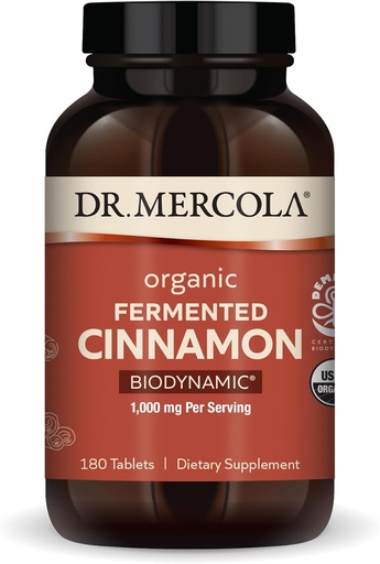 [BRSWYBL3A4HA4FLD] Dr. Mercola Biodynamic Organic Fermented Cinnamon - Supports Metabolic Health - High-Flavonoid Cinnamon Extract - USDA Organic, Non-GMO, Gluten-Free & Soy-Free - 180 Tablets