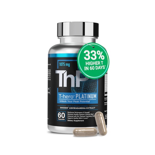 [BRSROGICCEPBGFY6] Essential Elements T-Hero Platinum - Daily Testosterone Support for Men - Promotes Vitality & Drive - Testosterone Supplement with Shoden Ashwagandha, Shilajit, Boron, DIM - 60 Count - 30 Servings