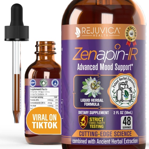 [BRSWGYYHC5YW2CYU] Rejuvica Health Zenapin IR - Advanced Mood Support Liquid Supplement - Kava Kava, Ashwagandha, Passionflower, Chamomile, B-Vitamins &amp; More