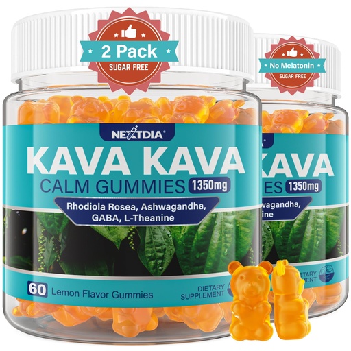 [BRSRAHTQCEPBY3D3] 2Pack Kava Kava Gummies, Sugar Free Calm Gummies w/Rhodiola Rosea, Ashwagandha, L-Theanine, GABA, Melatonin-Free Kava Blend for Relaxation, Calm and Focus - Alternative to Kava Powder Capsules, Vegan