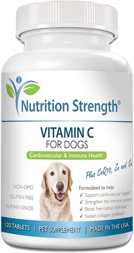 [BRSWGAL6AUCBG3LL] Vitamin C for Dogs to Support Cardiovascular Health, Help Strengthen The Immune System, Boost Free Radical Defenses and Sustain Collagen Synthesis, 120 Chewable Tablets