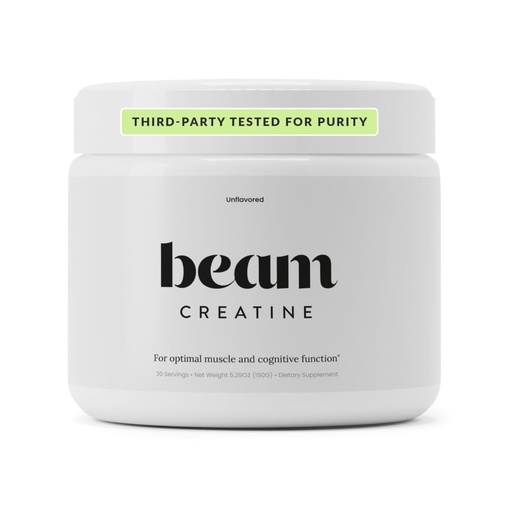 [BRSRAAA6PIOQ4E3O] Beam Creatine Monohydrate Powder – 5g Micronized Creatine Monohydrate, Third Party Tested Creatine for Women & Men, Muscle Strength, Growth, Recovery & Cognitive Support, Unflavored, 30 Servings
