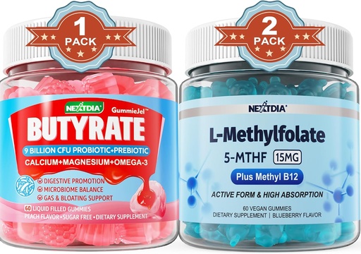[BRSRAFL6CEBRGYIZ] Butyrate con Probiótico + Prebiótico + Postbiótico, L-MetilFolate 15mg Gummies