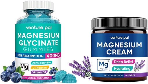 [BRSRAH3YBYCWKYDK] Magnesium Glycinate Gummies with Ashwagandha, Magnesium Cream - Sleep, Muscle Cramp and Relaxation