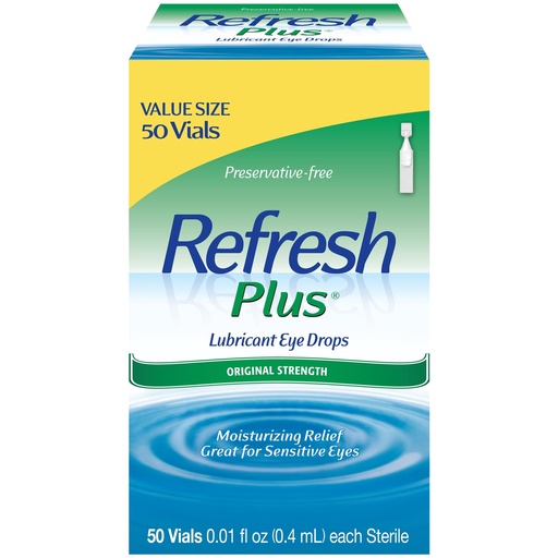 [BRSWIYTZOZ5QYH3O] REFRESH PLUS Lubricant Eye Drops Preservative-Free Artificial Tears, 0.01 fl oz (0.4 mL), 50 Single-Use Containers