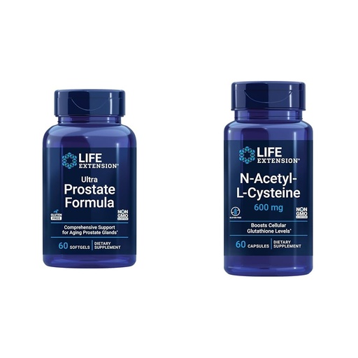 [BRSROBL3CUPW2ALK] Life Extension Ultra Prostate Formula, Saw Palmetto for Men, pygeum, stinging Nettle & N-Acetyl-L-Cysteine (NAC), Immune, Respiratory, Liver Health, NAC 600 mg