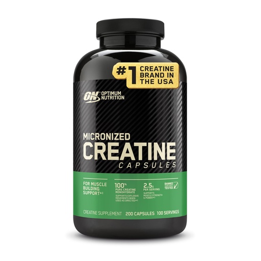 [BRSWIYANDIAA4HTO] Optimum Nutrition Micronized Creatine Monohydrate Capsules, Keto Friendly, 2500mg, 200 Capsules (Packaging May Vary)