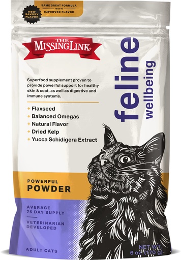 [BRSWIYT7OICAMDAZ] The Missing Link Feline Superfood Supplement Powder 6oz Bag, Veterinarian Formulated, Balanced Omega 3 & 6 for Healthy Skin & Coat, Digestion, Immunity & Overall Cat Health