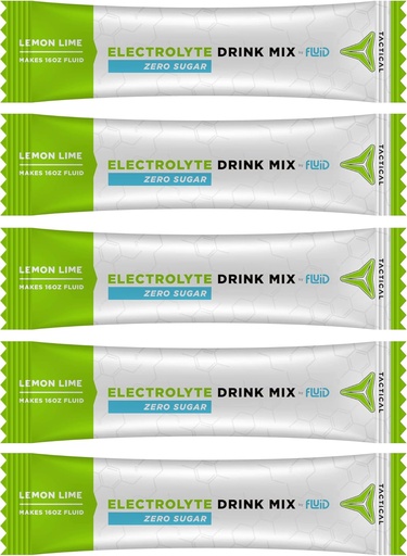 [BRSW2CQKOUPBQET2] Fluid Tactical - Zero Sugar, Keto Electrolyte Powder, Hydration Packets, Made in USA (Lemon Lime, 25 count)