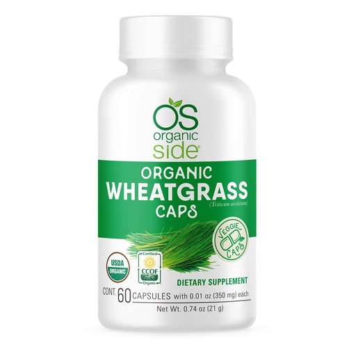 [BRSWECAQOF4BOELV] OS Organic Side | Organic Wheatgrass Capsules | 60 Count | USDA Certified Organic, Non-GMO, Vegan Supplement for Natural Energy Boost, Immune Support, and Wellness