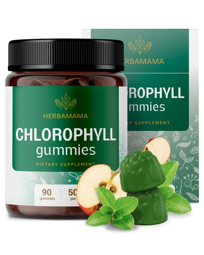 [BRSRMEIZPN6AKFI4] HERBAMAMA Chlorophyll Gummies – Internal Deodorant for Body Odor Support – 50 mg Sodium Copper Chlorophyllin per Serving – Vegan Chlorophyll for Immune & Digestive Support – 90 Count (45 Servings)