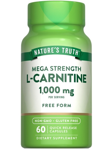 [BRSWICQBBBYQKDQZ] Nature's Truth L-Carnitine 1000mg | 60 Capsules | Mega Strength | Free Form | Non-GMO & Gluten Free Supplement