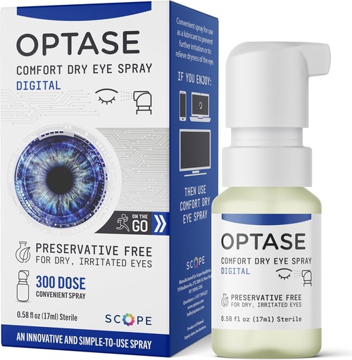 [BRSWGEAPPIPWGGQ6] Optase Comfort Dry Eye Spray - Teares artificiales gratis conservadores Drops Alternative - Ojo seco gotas en una rociadora conveniente - Botella de uso múltiple, Contacto Lens Safe - .58 fl oz