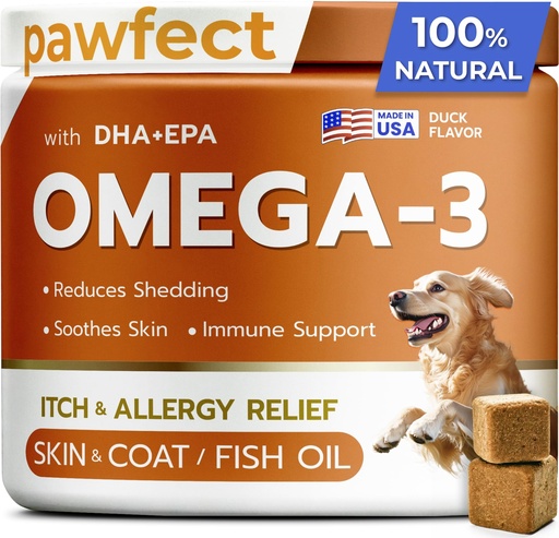 [BRSWYZQTOADQMFL2] PawfectCHEW Fish Oil Omega 3 for Dogs - Allergy Relief - Joint Health - Itch Relief, Shedding - Skin and Coat Supplement - Alaskan Salmon Oil Chews - Omega 3 6 9 - EPA & DHA Fatty Acids