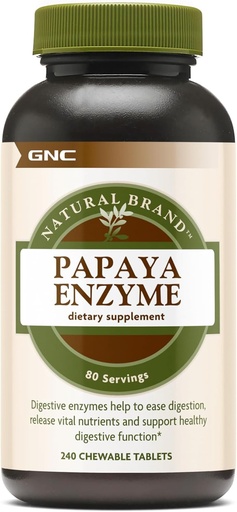 [BRSWIYYCDIPQCHDY] GNC Natural Brand Papaya Enzymes, soporta Función Digestiva Saludable, 240 Tabletas
