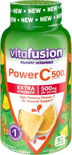 [BRSRAYYYB4NQIG3K] Vitafusion Chewable Calcium & Vitamin C Gummy Vitamins, Fruit Flavored, 100 Count & Tropical Citrus Flavored, 92 Count