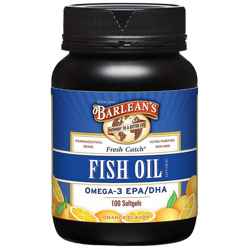 [BRSWIYQGCJ7WC3YV] Barlean's Omega 3 Fish Oil Supplements, Supplement Softgels for Men and Women, 600mg EPA and DHA Fatty Acids, Orange Flavored, 100 Count