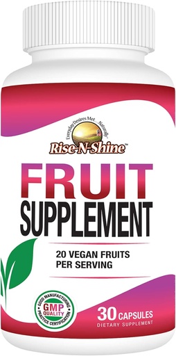 [BRSRMEAZBUCGOCYY] Rise-N-Shine Fruit Supplement with 20 Fruit Blend - Energy Vitamins for Women and Men 30 Day Supply (30 Capsules)