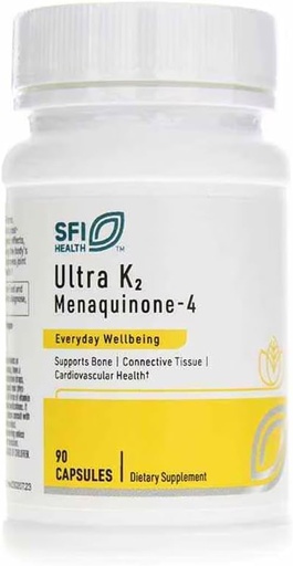 [BRSWGFA2DIHGMG3X] Klaire Labs SFI Health Ultra K2 Menakinon - 4 - Vitamin K2 dodatek s 15 mg vitamina K2 MK4 na kapsulo - podpora zdravje kosti in srca - hipoalergenski in veganski vitamin K (90 kapsul)