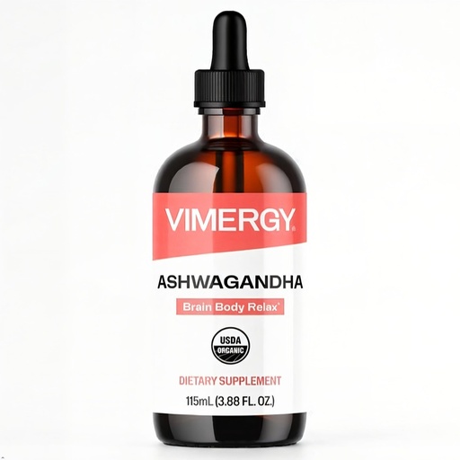 [BRSWYBL3A4FAE2A7] Vimergy Ashwagandha Organic Stress Relief, Liquid Extract 250 mg, 115 mL