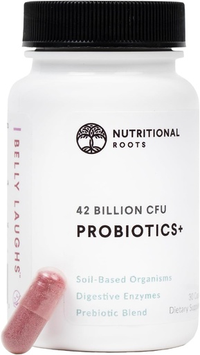 [BRSWGCYYO4HGK3TB] Nutritional Roots - Probiotics + - Soil-Based Organisms, Probiotics, Prebiotics - Digestive Enzymes - Delay Release - Dietary Supplement - 1 Month Supply - 30 Capsules