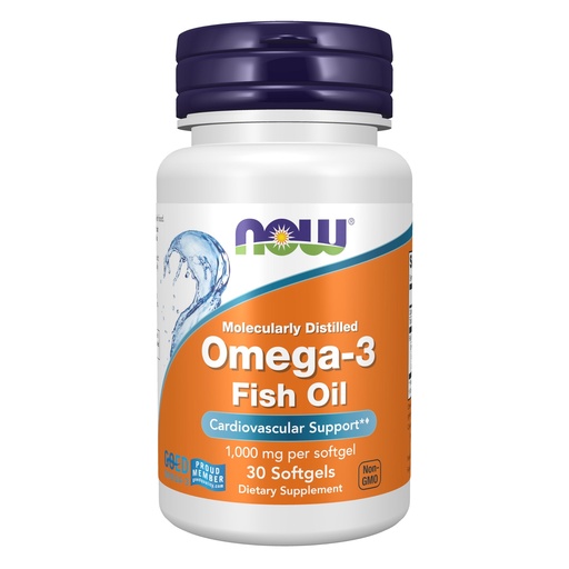 [BRSWGZ32AUMQEHTK] Now Foods Molecularly Distilled Omega - 3 1000 Mg Cardiovascular Support Soft Gels - 30 Count