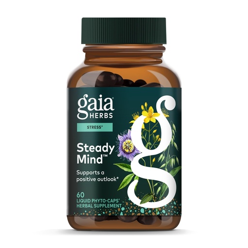 [BRSWGEI3BYNAOEYY] Gaia Herbs Steady Mind - Supplement Support with Herbs Traditionally Used for Stress Relief* - with St. John's Wort, Passionflower, Vervain & Oats - 60 Vegan Liquid Phyto-Capsules (60 Servings)