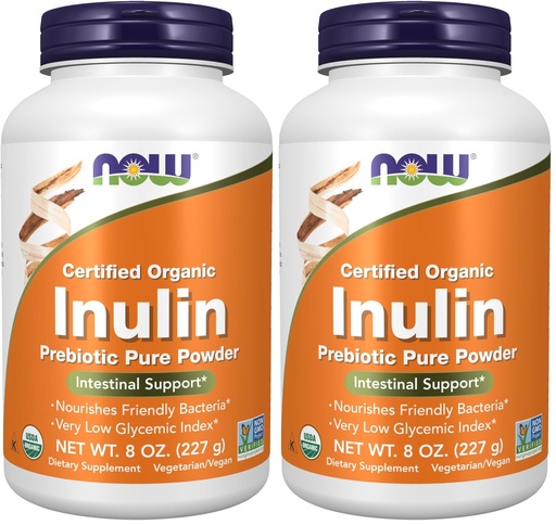 [BRSRAY35DF6AMELZ] NOW Foods Supplements, Inulin Prebiotic Pure Powder, Certified Organic, Non-GMO Project Verified, Intestinal Support*, 8-Ounce (Pack of 2)