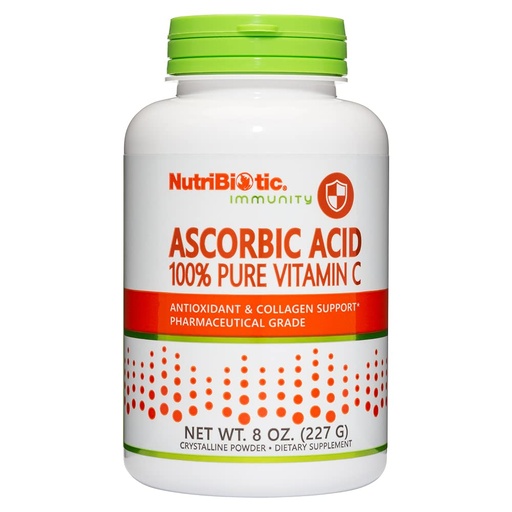 [BRSWIY36CYPGCC36] NutriBiotic Ascorbic Acid Vitamin C Powder, 8 Oz | Pharmaceutical Grade L-Ascorbic Acid, 2000 Mg Per Serving | Essential Immune & Antioxidant Collagen Support Supplement | Vegan, Gluten & GMO Free