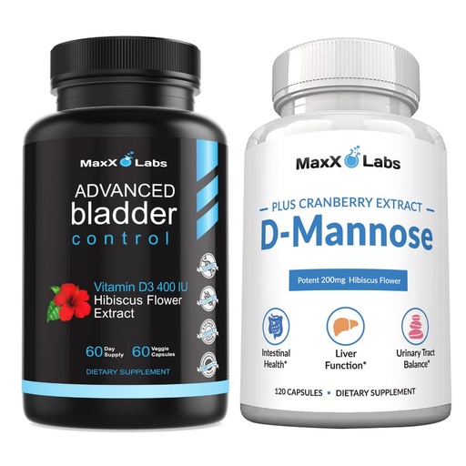 [BRSROCYBOQIAACDA] Advanced Bladder Control Supplements for Women & Men 60Ct + D Mannose Capsules - Fast Acting 1400 MG Extra Strength DMannose for Bladder Health 120 Ct