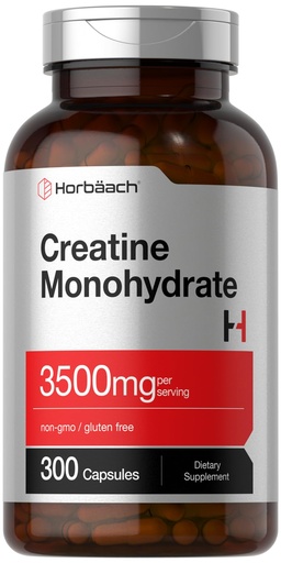 [BRSRMAIRCIDRQEYZ] Horbäach Creatine Monohydrate Capsules | 3500mg | 300 Count | Non-GMO and Gluten Free Supplement